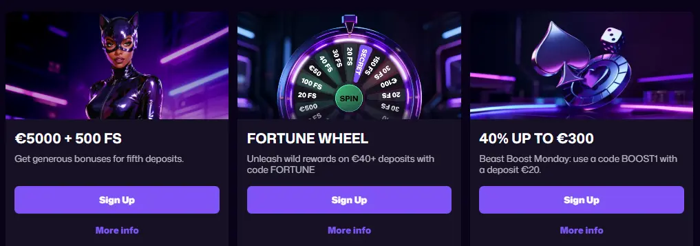 Winbeast Casino promotions — welcome bonus, weekly reloads, cashback, free spins and tournaments